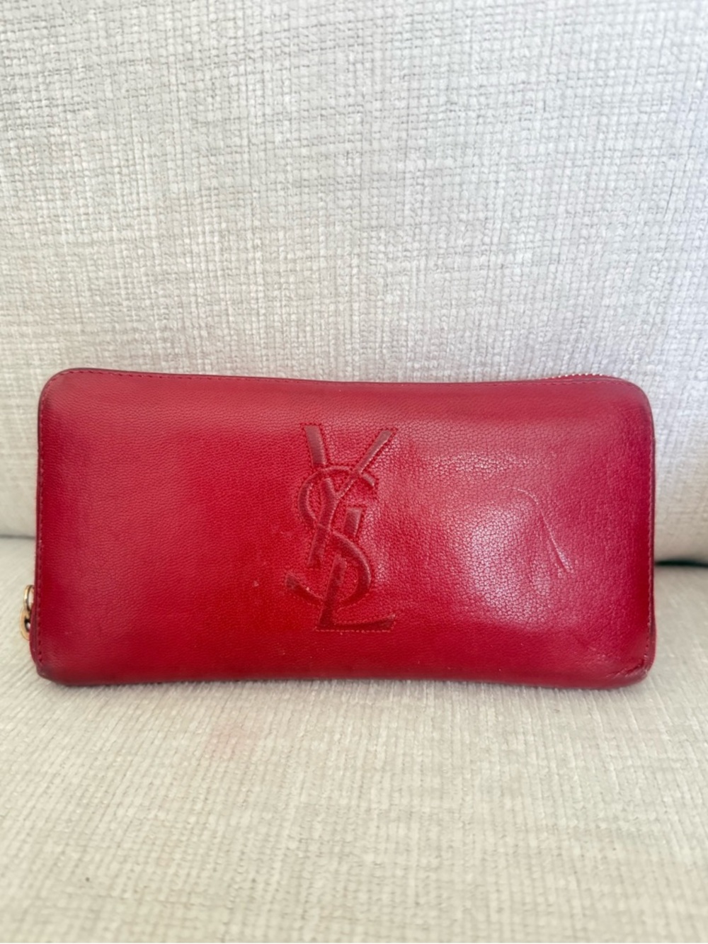 YSL red zippy wallet